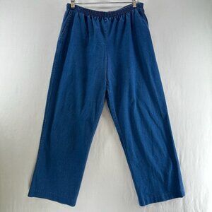 Alfred Dunner Elastic Waist Denim Pants Women 12 Pull-On Straight High Rise Blue